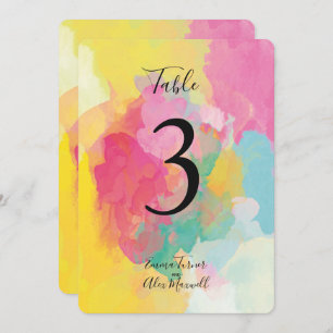 Colourful Pink Watercolour   Table number cards