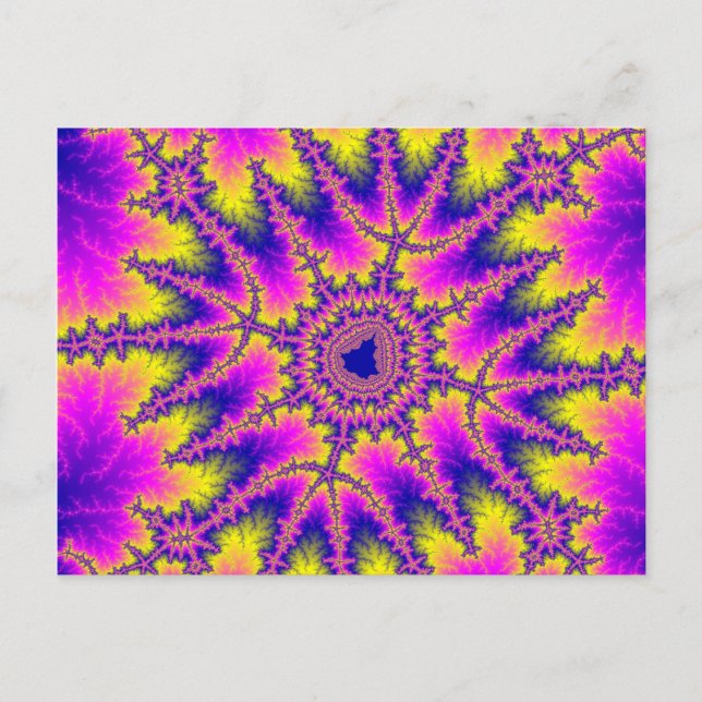 Colourful Pink, Yellow and Blue Fractal Postcard (Front)