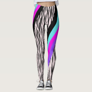 Colourful Pink Zebra Animal Print Leggings