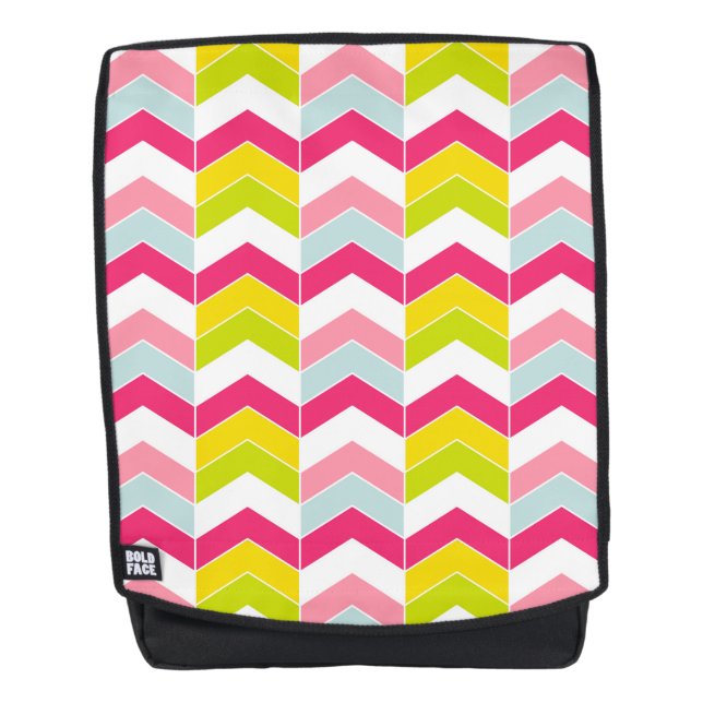 Colourful Pink ZigZag Chevron Pattern Backpack (Front)