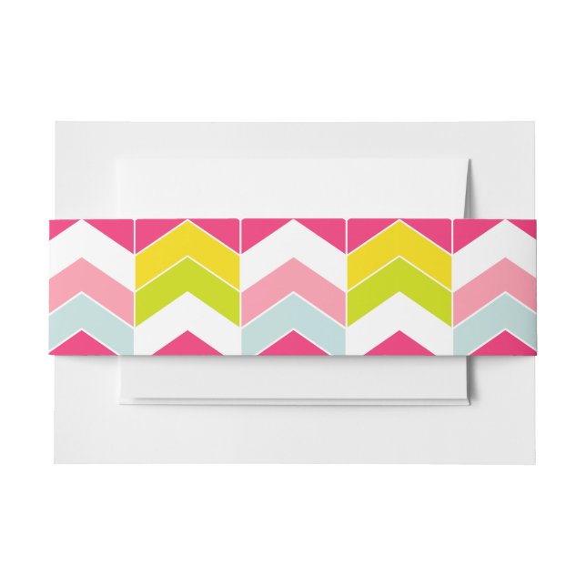 Colourful Pink ZigZag Chevron Pattern Invitation Belly Band (Front Example)