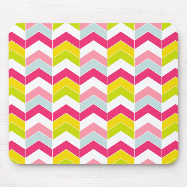 Colourful Pink ZigZag Chevron Pattern Mouse Mat (Front)