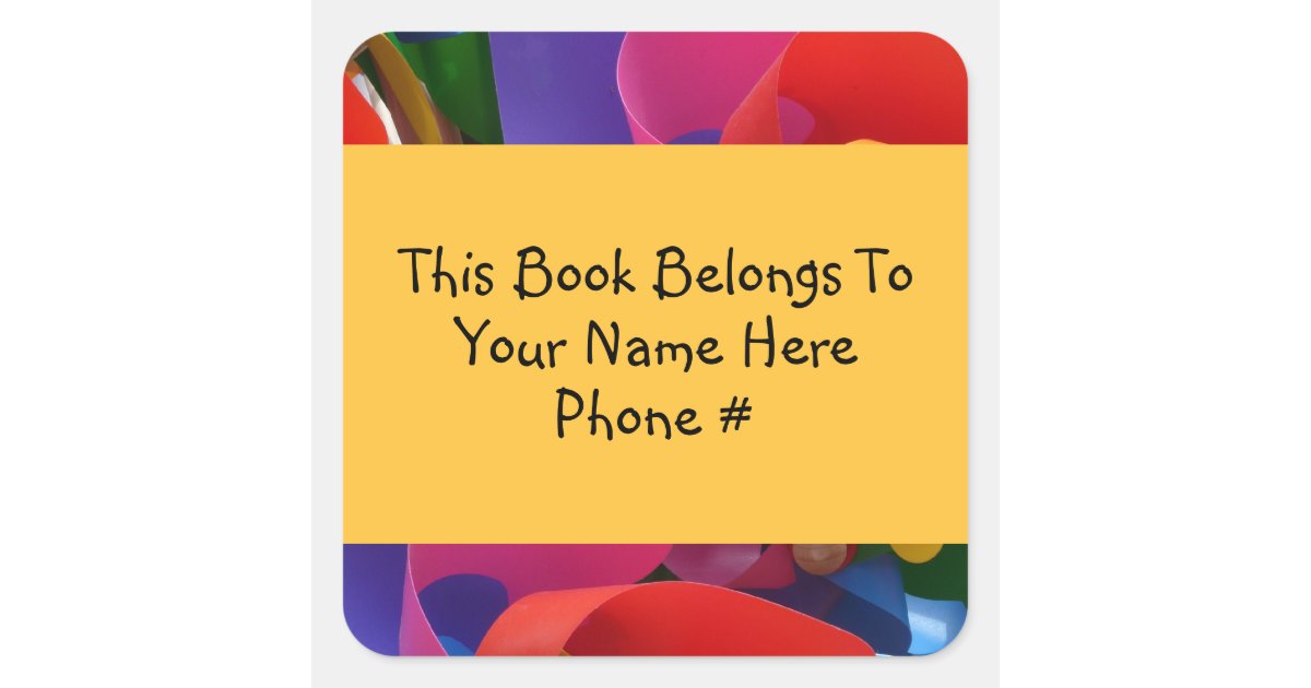 Colourful Pinwheel Book Name Plate Sticker Zazzle