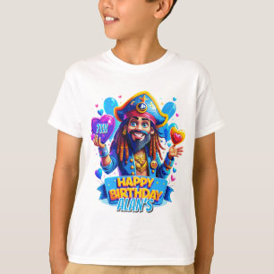 Colourful Pirate Birthday Kids Gifts Illustration T-Shirt