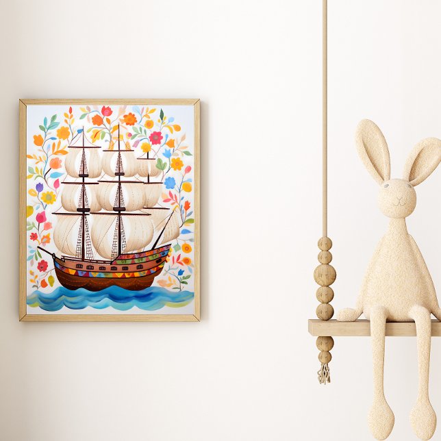 Colourful Pirate Ship Art Poste Poster (Creator Uploaded)
