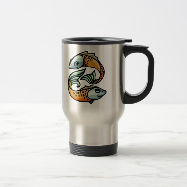 Colourful Pisces Fish Travel Mug (Right)