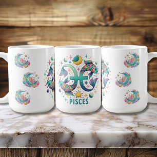 Colourful Pisces Zodiac Fish Astrology Coffee Mug