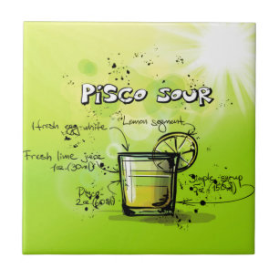 Colourful Pisco Sour Drink Cocktail Recipe Tile