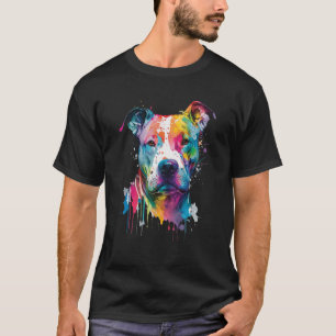 Colourful Pit bull Terrier Dog Love r Dad Mum Boy T-Shirt