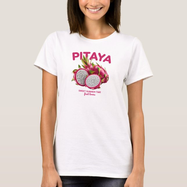 Colourful Pitaya Dragon Fruit Summer Design T-Shirt (Front)