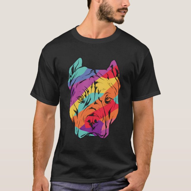 Colourful Pitbull Dog Lover Pitbull Dog Owner Gift T-Shirt (Front)