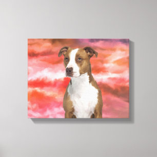 Colourful Pitbull dog Portrait Wall Art Painting
