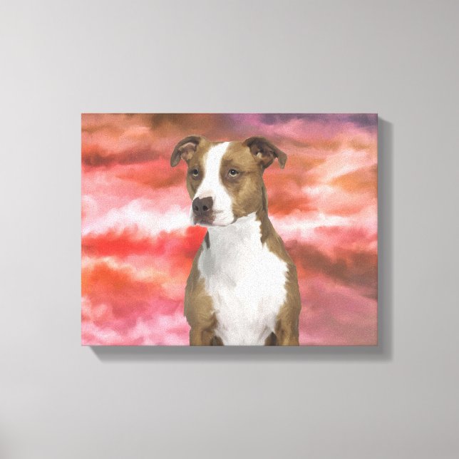 Colourful Pitbull dog Portrait Wall Art Painting (Front)