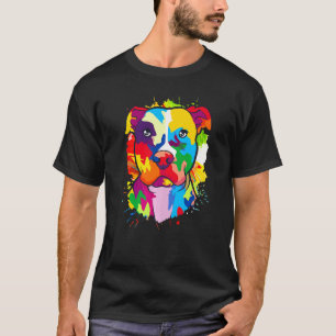 Colourful Pitbull Painting Dogs Artwork splashes T-Shirt