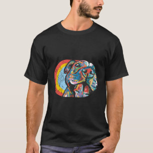 Colourful Pitbull Smile Dog Is Love Retro Vintage T-Shirt