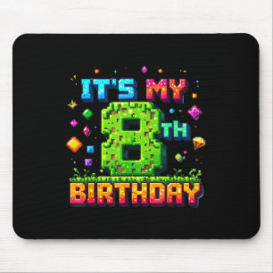 Colourful Pixel Birthday It's My 8th Birthday  Mouse Mat
