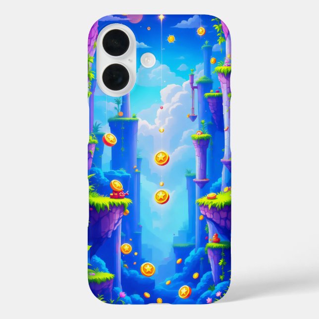 Colourful pixel world with floating platforms coin Case-Mate iPhone case (Back)