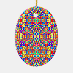 Colourful Pixels Ceramic Tree Decoration