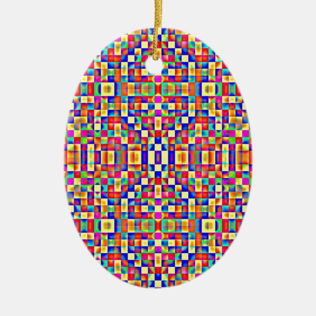 Colourful Pixels Ceramic Tree Decoration (Front)