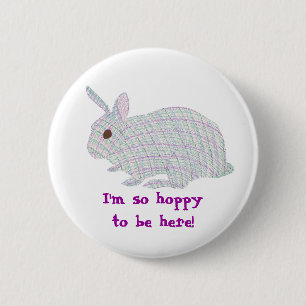 Colourful Plaid Bunny I'm so hoppy to be here pin