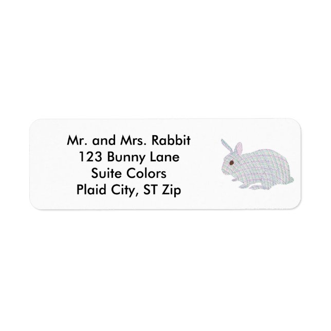 Colourful Plaid Bunny Rabbit Address Labels (Front)