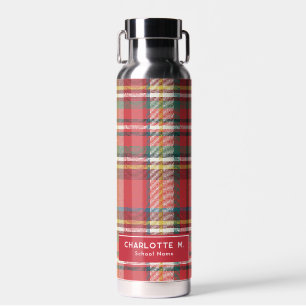 Colourful Plaid Classic Rustic Personalised Water Bottle