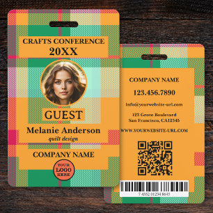 Colourful Plaid Conference Photo ID ID Badge