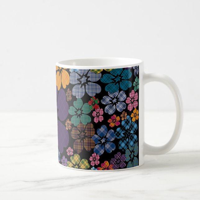 Colourful Plaid Flowers Mug (Right)