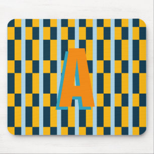 Colourful plaid monogram mouse mat