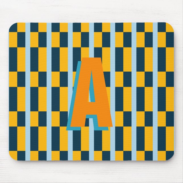 Colourful plaid monogram  mouse mat (Front)