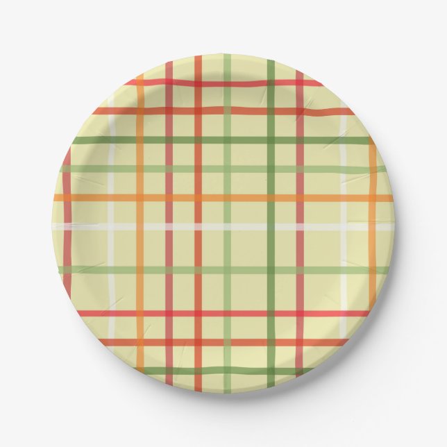 Colourful Plaid paper Plates (Front)