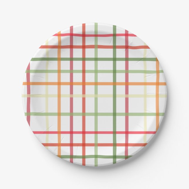 Colourful Plaid Paper Plates (Front)