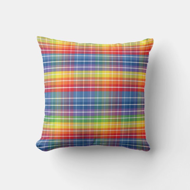 Colourful Plaid Pattern Throw Pillow (Front)