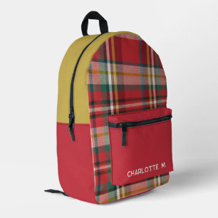 Colourful Plaid Rustic Personalised Printed Backpack