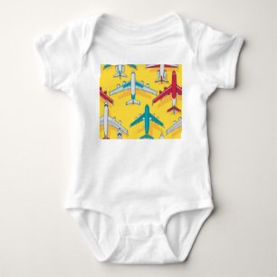 Colourful Planes Sky: Vintage Aircraft Baby Bodysuit