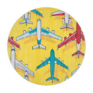 Colourful Planes Sky: Vintage Aircraft Cutting Board