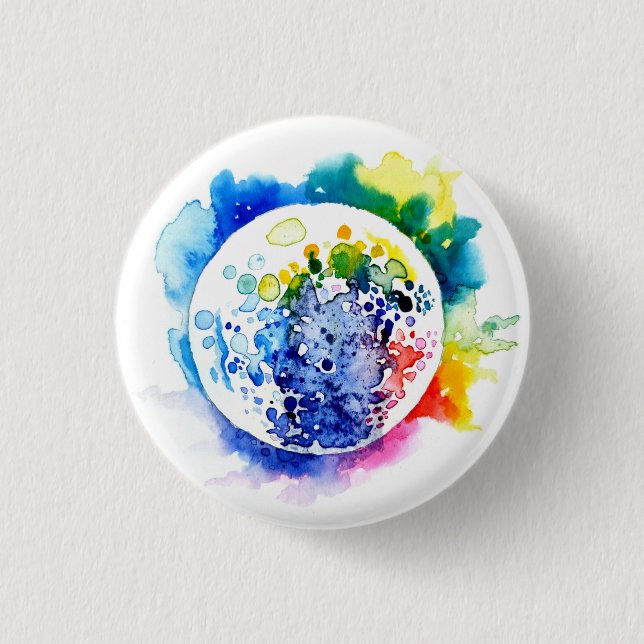 Colourful planet 3 cm round badge (Front)