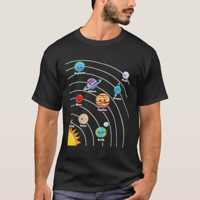 Colourful Planet Solar System For T-Shirt (Front)