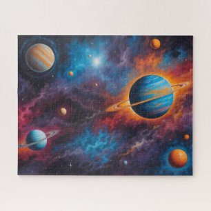 Colourful Planets Galaxy Outer Space Jigsaw Puzzle