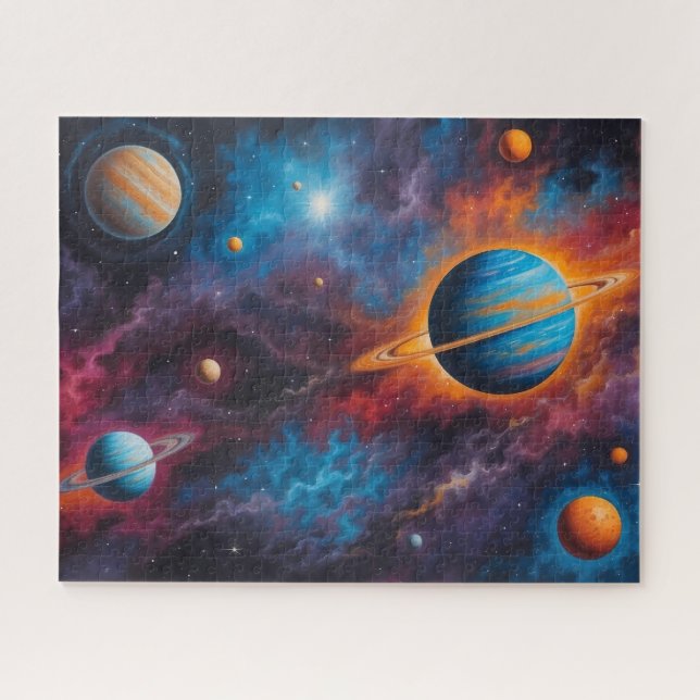 Colourful Planets Galaxy Outer Space Jigsaw Puzzle (Horizontal)