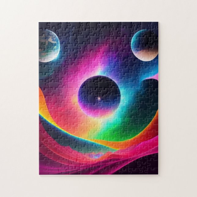 Colourful Planets in Outer Space Jigsaw Puzzle (Vertical)