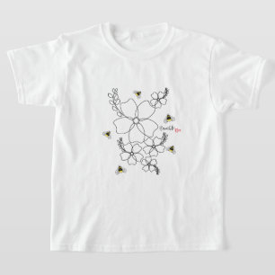 Colourful plants and bumblebee watercolor design T-Shirt