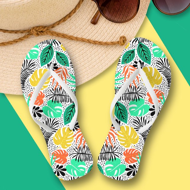 Colourful Plants and Dots Flip Flops (Colorful Plants and Dots Flip Flops)