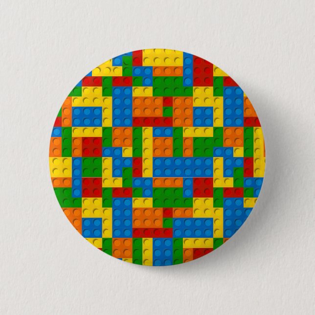 colourful plastic blocks 6 cm round badge (Front)