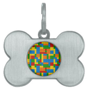 colourful plastic blocks pet ID tag