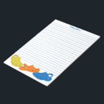 Colourful Plastic Shoes Personalised Writing Paper Notepad<br><div class="desc">This lined writing paper is ready to be personalised with a name at the top in bright blue lettering. It has matching blue lines with an illustration at the bottom of three plastic moccasin or clog style shoes in yellow,  orange and blue.</div>