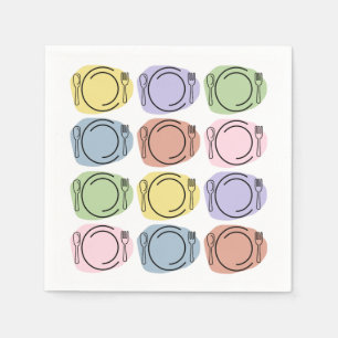 Colourful Plate Settings Pattern Napkin