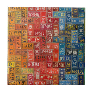 Colourful Plates from All 50 States Tile