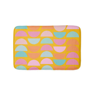 Colourful Playful Geometric Shapes in Yellow Bath Mat