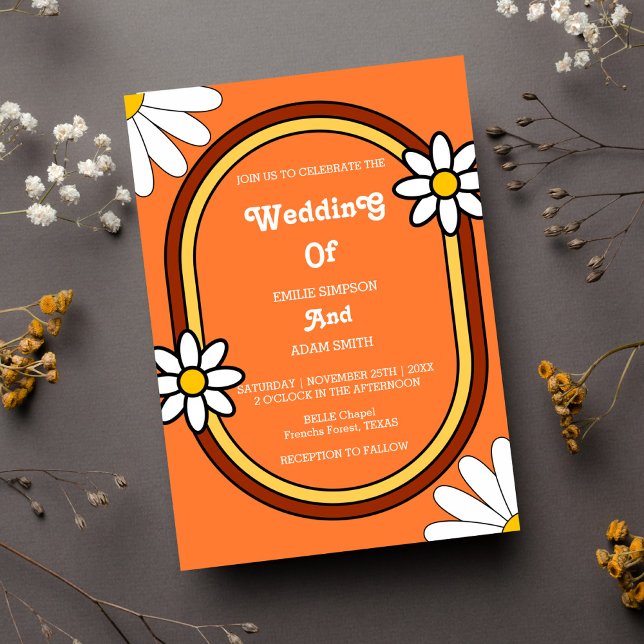 colourful playful  retro vintage 70s wedding invitation (Creator Uploaded)